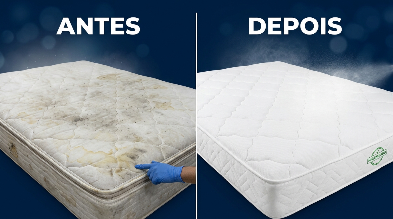Antes e Depois Higienização de Colchão Noroclean
