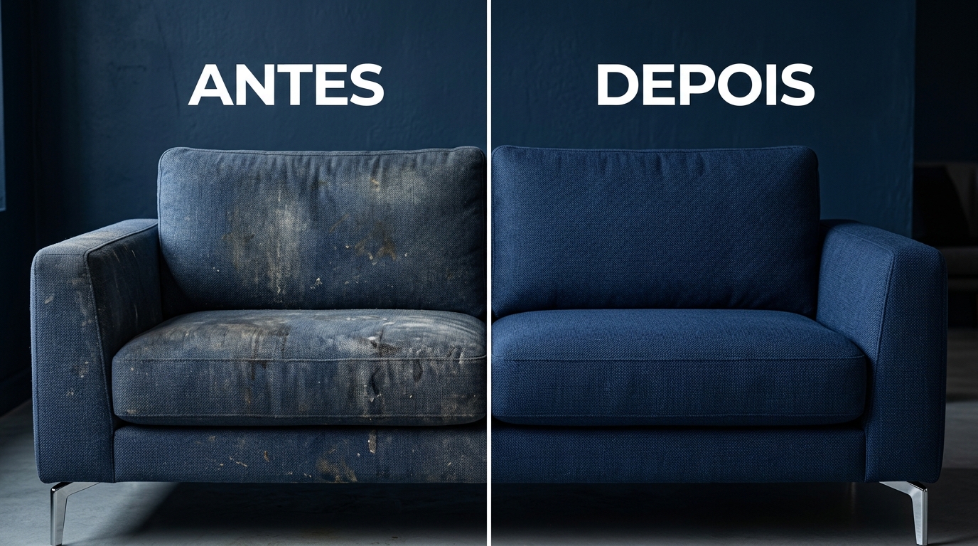 Antes e Depois Higienização de Sofá Noroclean